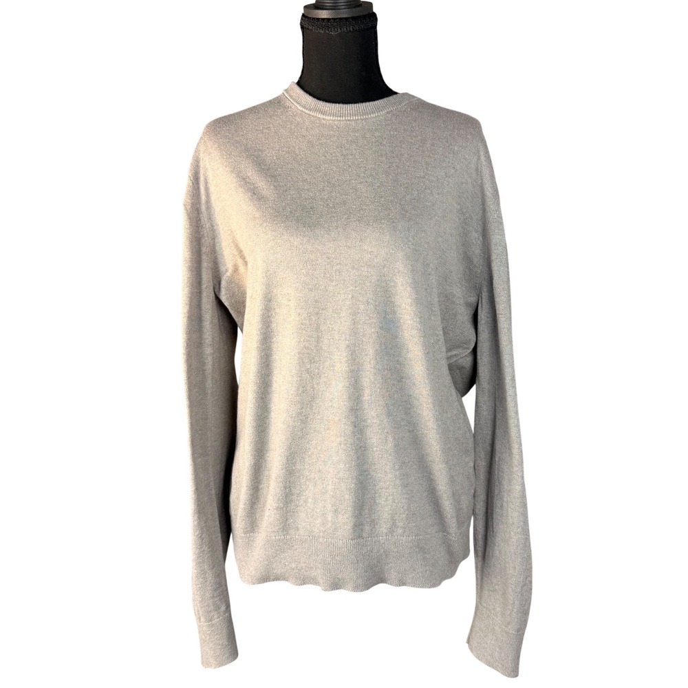 Banana Republic Gray Silk Cashmere Blend Crewneck Sweater Premium Luxe Yarn L